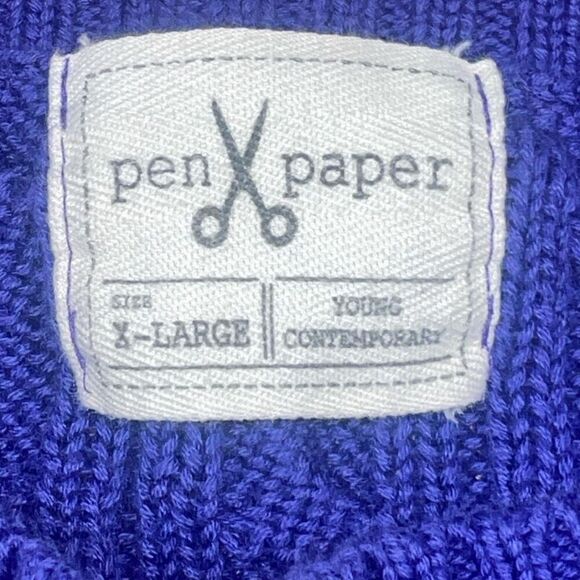 Pen Sissors Paper Cable Knit Sweater Sz XL - Picture 8 of 11